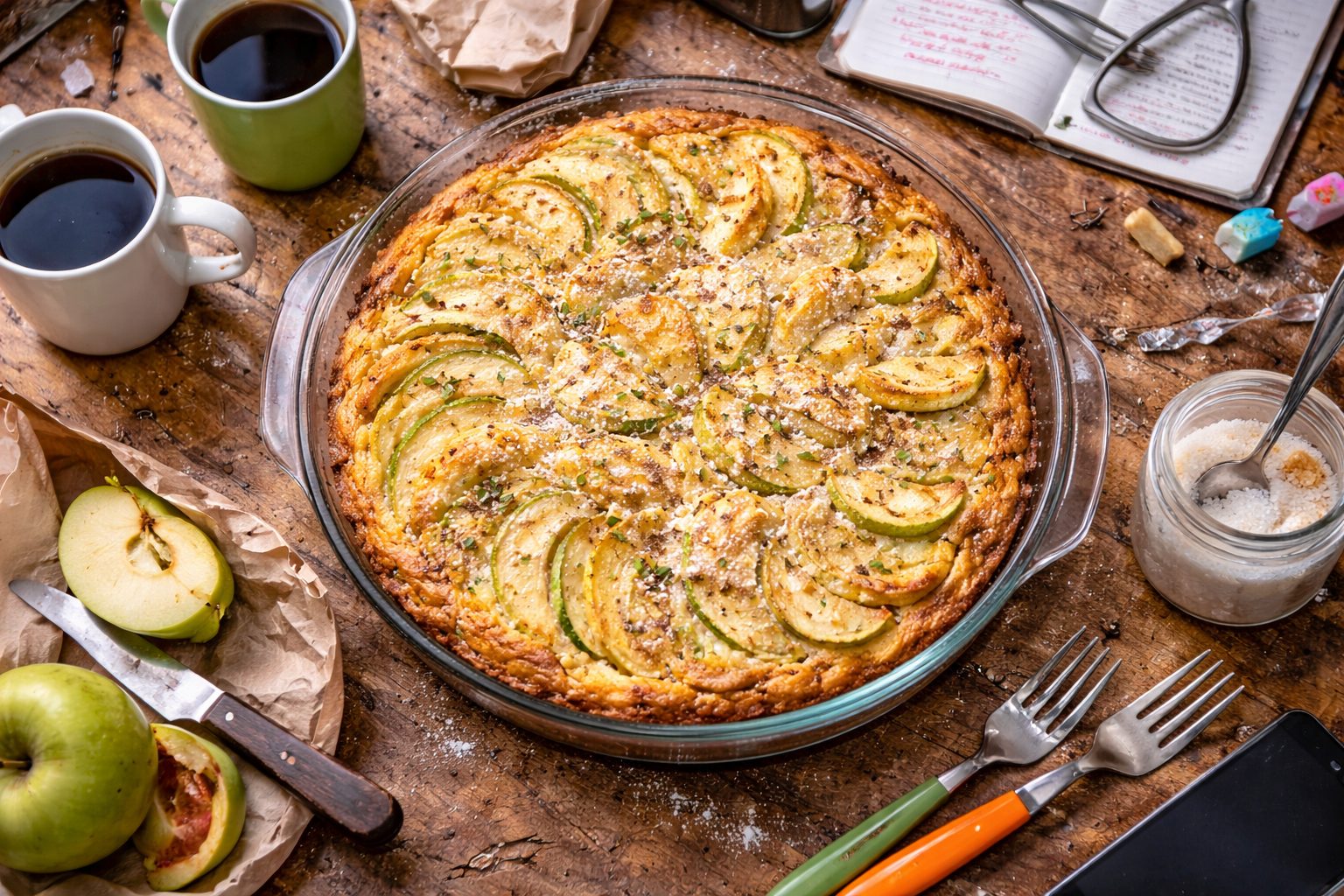 Пирог из кабачка с яблоком - простой рецепт