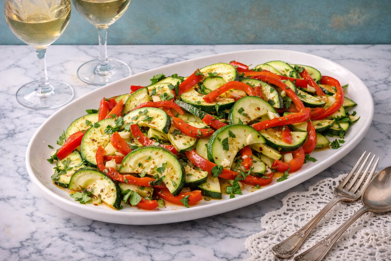 Как готовить Салат из цукини и сладкого перца