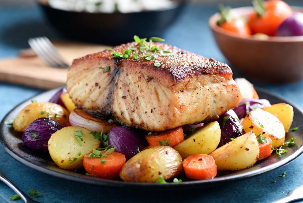 Треска, запечённая с овощами — рыба с овощным гарниром